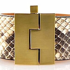 "LEIGHELENA" WIDE NATURAL PYTHON JIGSAW CUFF BRACELET